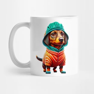 Cozy Charm: Sweet Dachshund in a Soft Salmon Sweater Mug